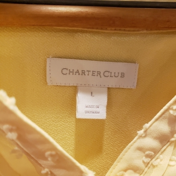 NWT Charter Club Women's Double-Ruffled Textured Bell Sleeve Yellow Blouse Large - Picture 4 of 7